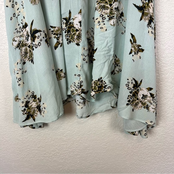 Free People Floral Mint Green Tree Swing Trapeze Sleeveless Tunic Dress Medium - Picture 5 of 10